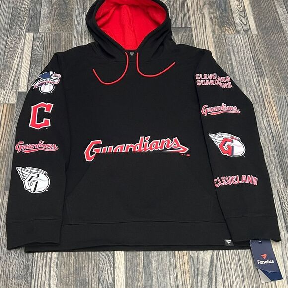 🔥⚾️ NWT CLEVELAND GUARDIANS MLB Hoodie Sweatshirt Black/Red Size Lg - Brand NEW - Picture 4 of 13